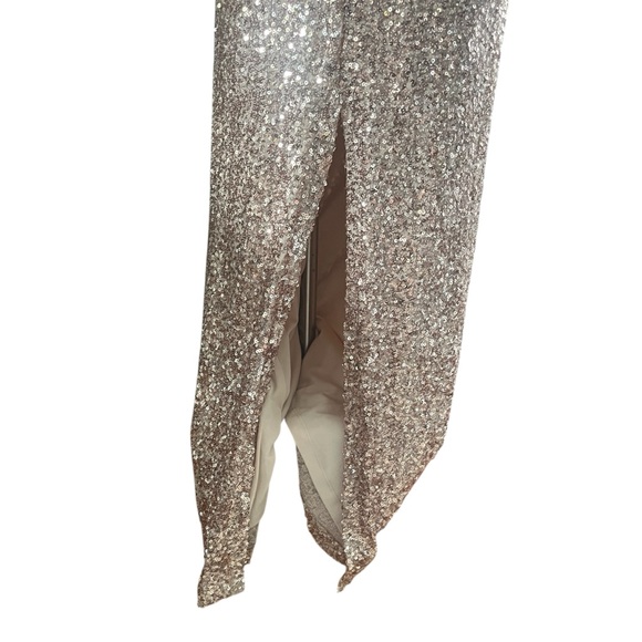 Belle Badgley Mischka Gold Wrap Spaghetti Strap Gown Sz 10 - Picture 10 of 12